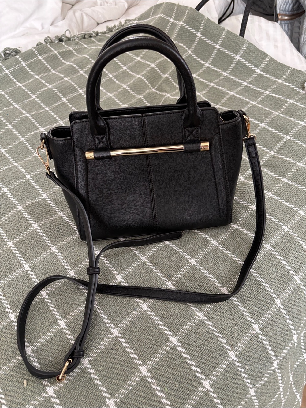 Miztique Black Satchel with Gold Accent